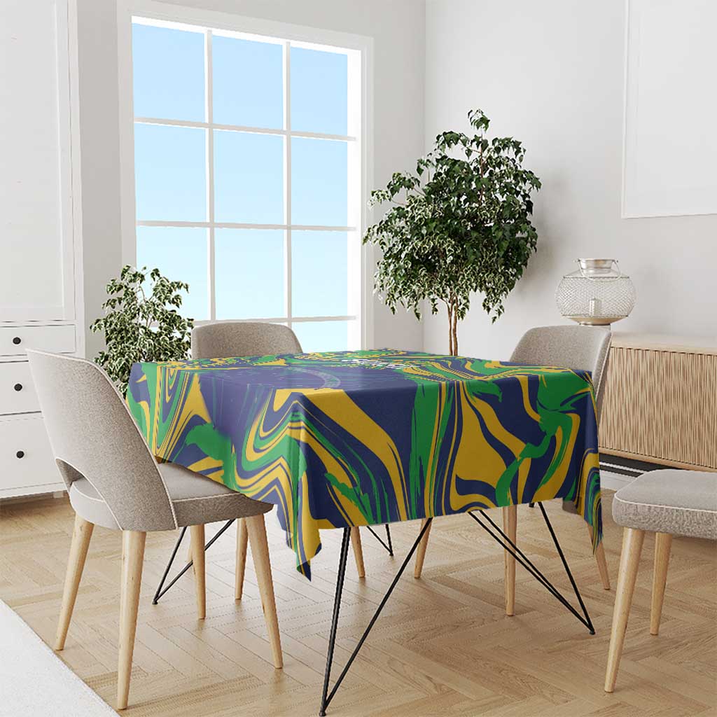 Brazil Football Tablecloth 2026 Vamos Brasil Marble Pattern - Wonder Print Shop