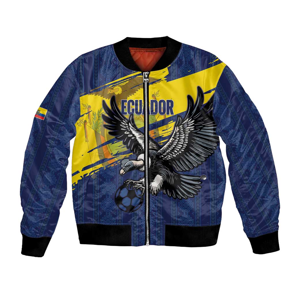 Ecuador Football Custom Bomber Jacket 2026 Vamos La Tri Blue South America Pattern - Wonder Print Shop