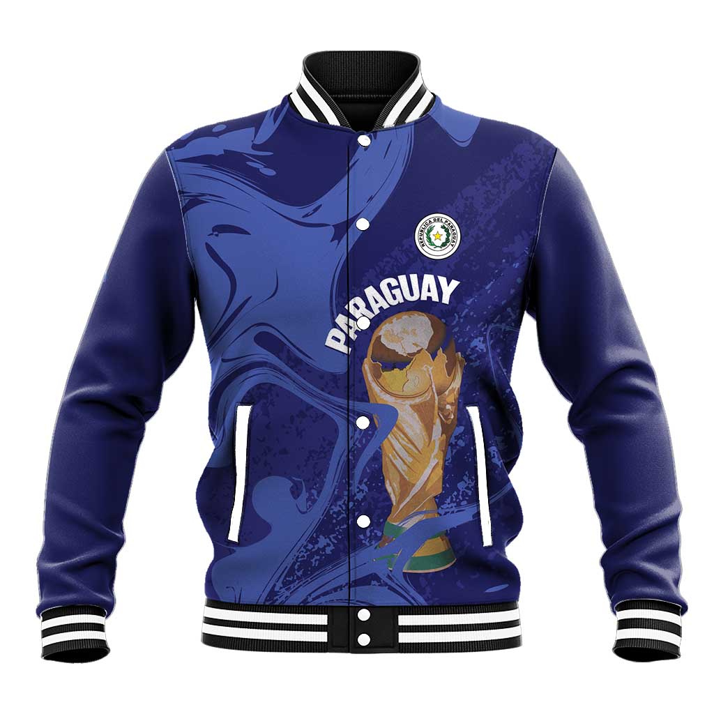 Paraguay Football Custom Baseball Jacket 2026 La Albirroja Marble Pattern - Wonder Print Shop