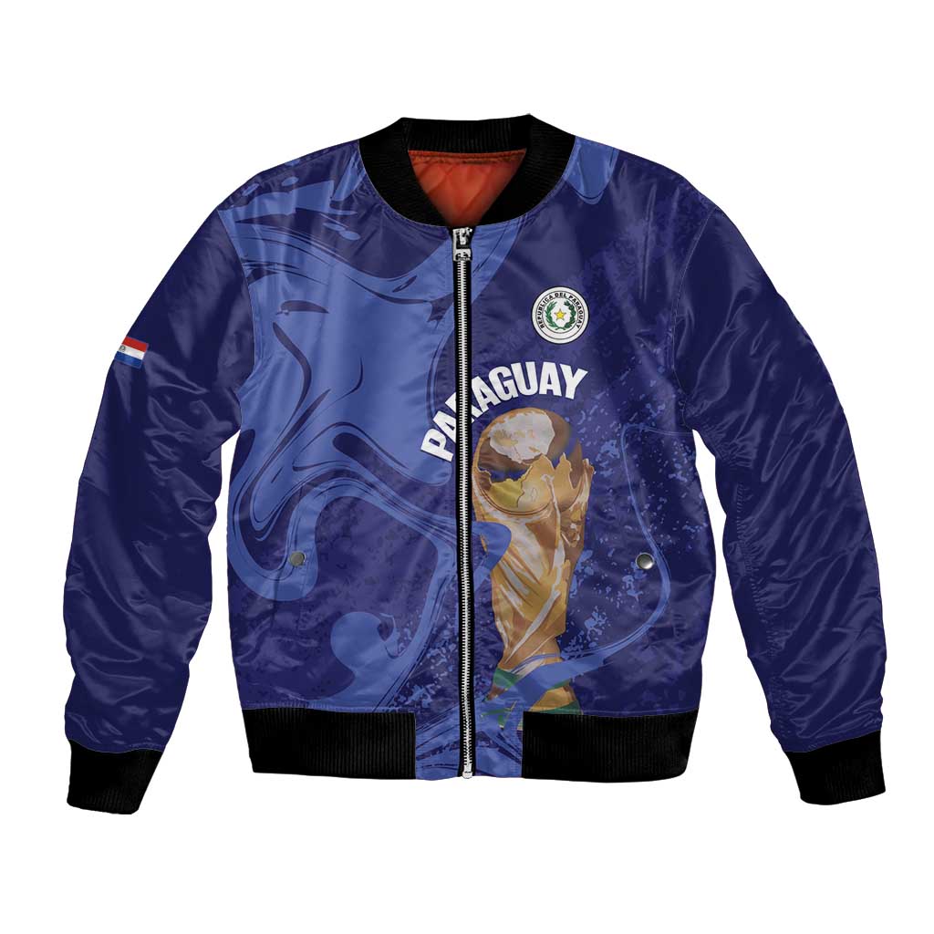 Paraguay Football Custom Bomber Jacket 2026 La Albirroja Marble Pattern - Wonder Print Shop
