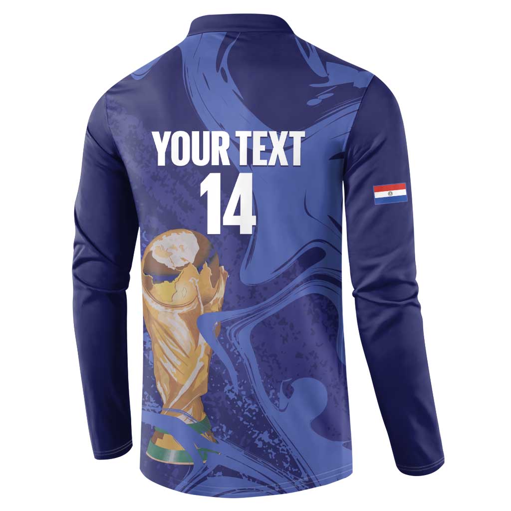 Paraguay Football Custom Button Sweatshirt 2026 La Albirroja Marble Pattern - Wonder Print Shop