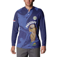 Paraguay Football Custom Button Sweatshirt 2026 La Albirroja Marble Pattern - Wonder Print Shop