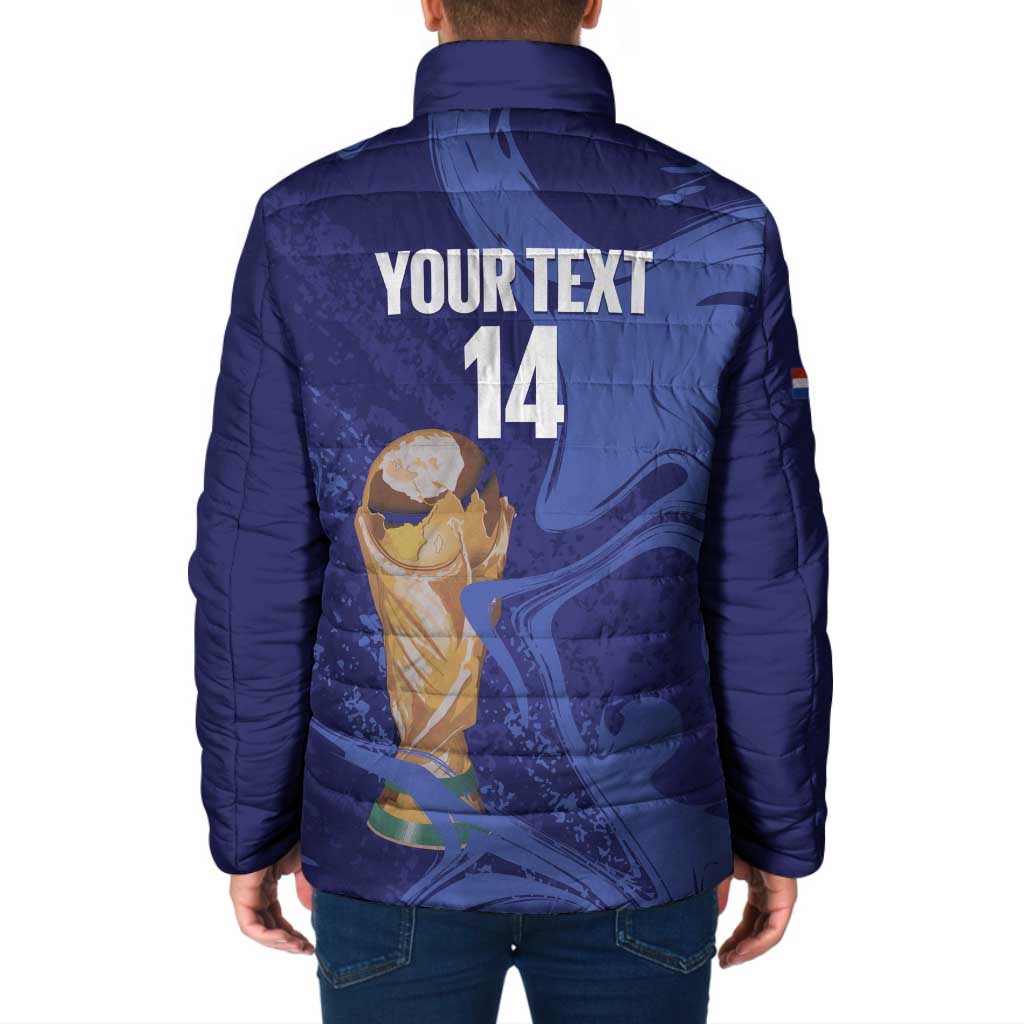 Paraguay Football Custom Padded Jacket 2026 La Albirroja Marble Pattern - Wonder Print Shop