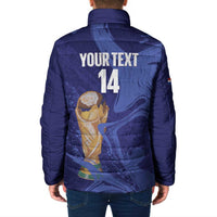 Paraguay Football Custom Padded Jacket 2026 La Albirroja Marble Pattern - Wonder Print Shop
