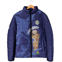 Paraguay Football Custom Padded Jacket 2026 La Albirroja Marble Pattern - Wonder Print Shop