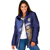 Paraguay Football Custom Padded Jacket 2026 La Albirroja Marble Pattern - Wonder Print Shop