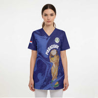 Paraguay Football Custom Scrub Top 2026 La Albirroja Marble Pattern - Wonder Print Shop