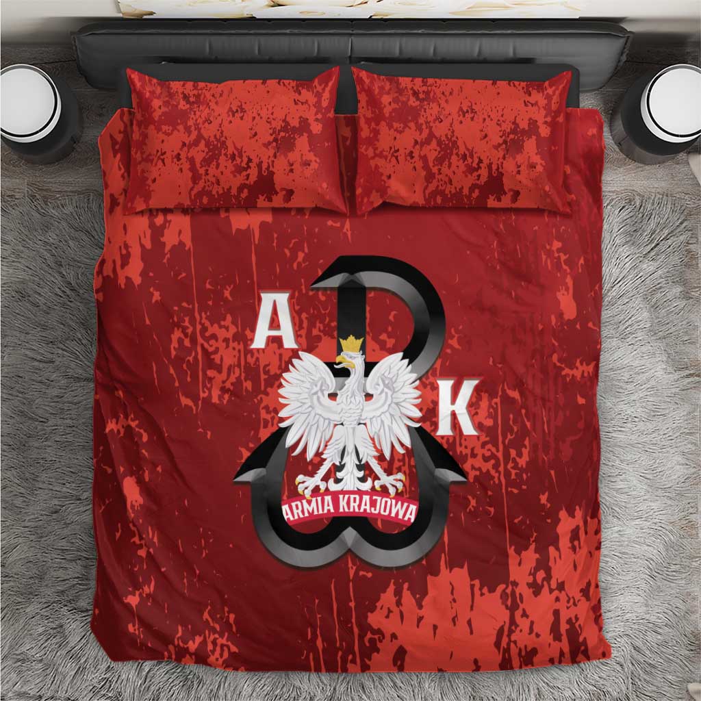 Home Army Poland Bedding Set Armia Krajowa Kotwica Grunge Style