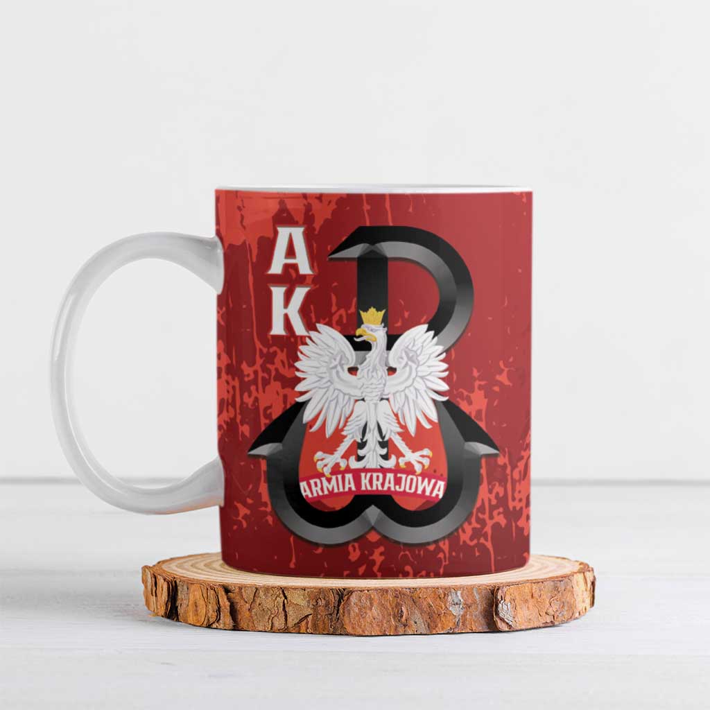 Home Army Poland Ceramic Mug Armia Krajowa Kotwica Grunge Style