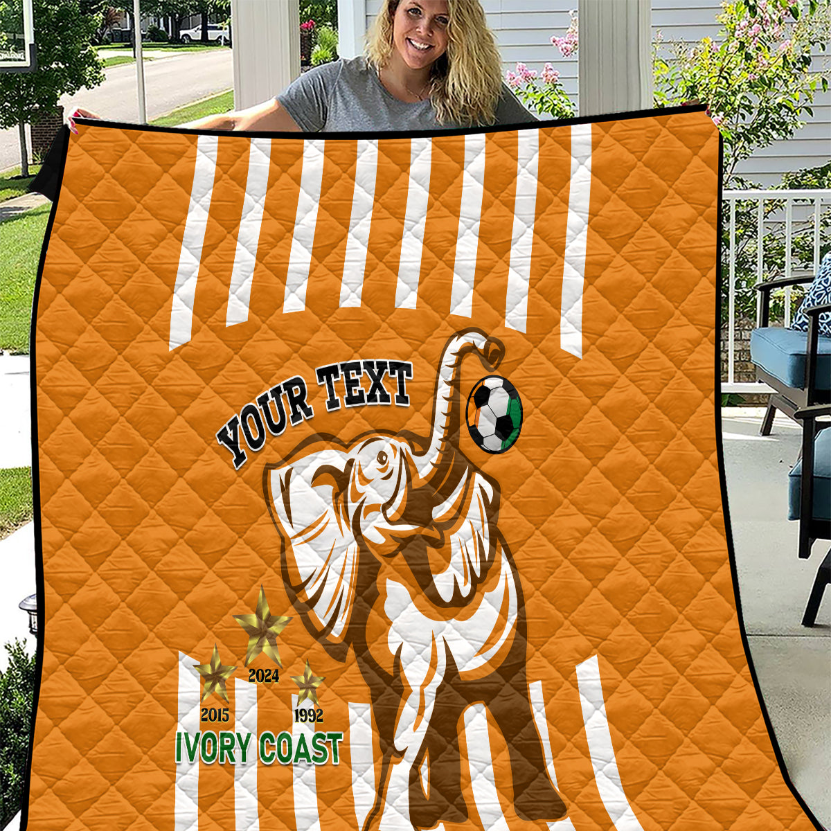 Custom Ivory Coast Football Quilt Les Elephants 3rd Champions Proud