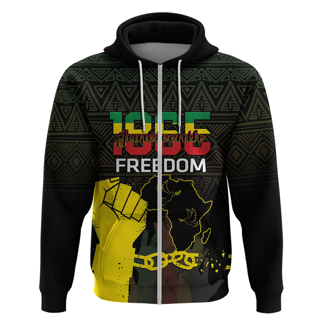 Juneteenth Freedom Day Zip Hoodie 1865 Black Independence African Pattern - Wonder Print Shop