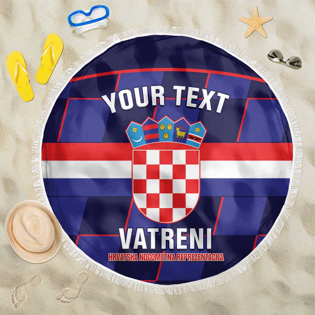 Custom Croatia Football Beach Blanket Come On Vatreni Checkerboard Style