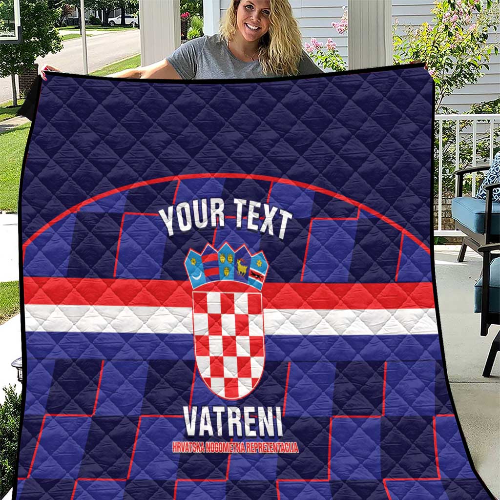 Blue Croatia football quilt with red/white stripes, crest, and custom text design