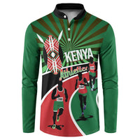 Athletics Kenya Button Sweatshirt Maasai Shield Running Way - Wonder Print Shop