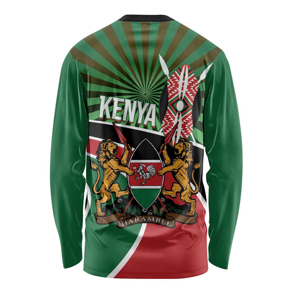 Athletics Kenya Long Sleeve Shirt Maasai Shield Running Way - Wonder Print Shop