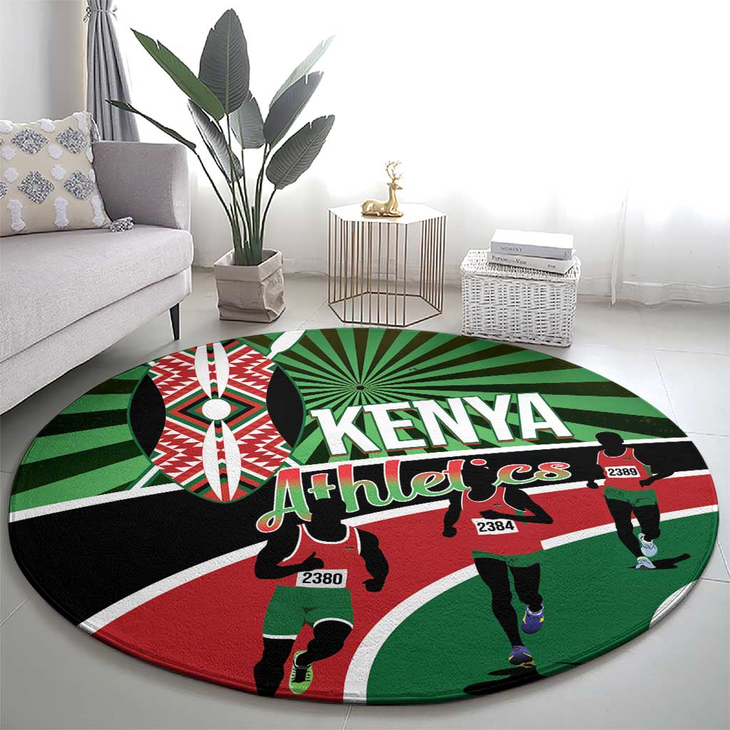 Athletics Kenya Round Carpet Maasai Shield Running Way - Wonder Print Shop