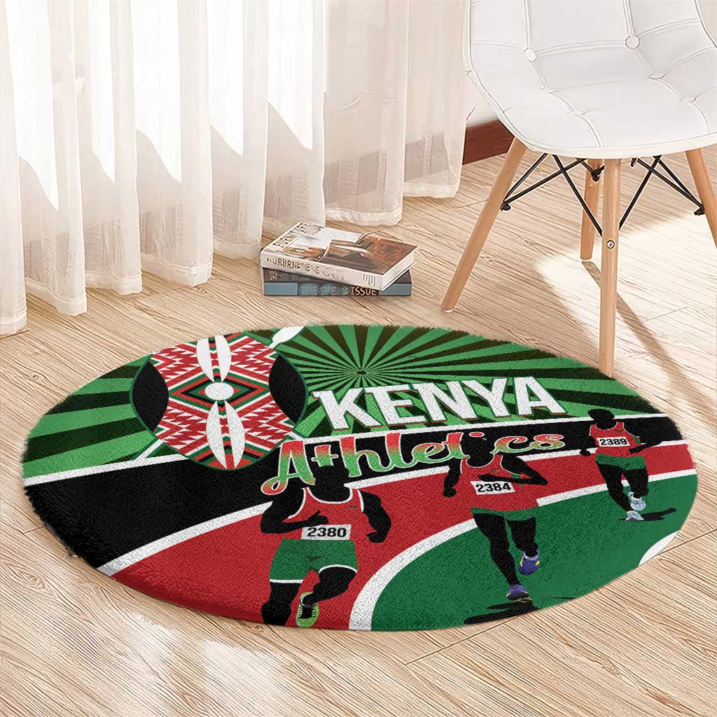 Athletics Kenya Round Carpet Maasai Shield Running Way - Wonder Print Shop