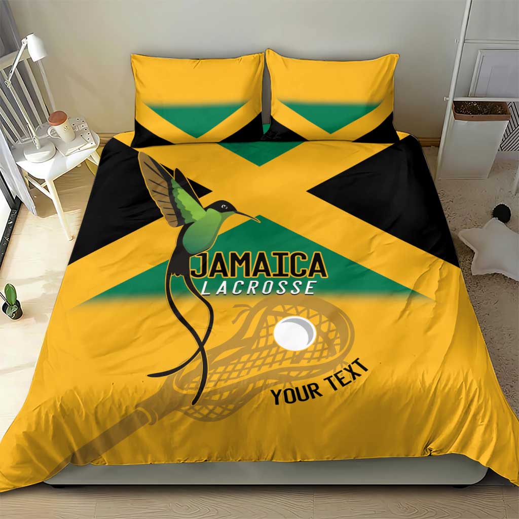 Custom Jamaica Lacrosse Bedding Set Streamertail Hummingbird With Flag - Wonder Print Shop