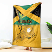 Custom Jamaica Lacrosse Blanket Streamertail Hummingbird With Flag - Wonder Print Shop