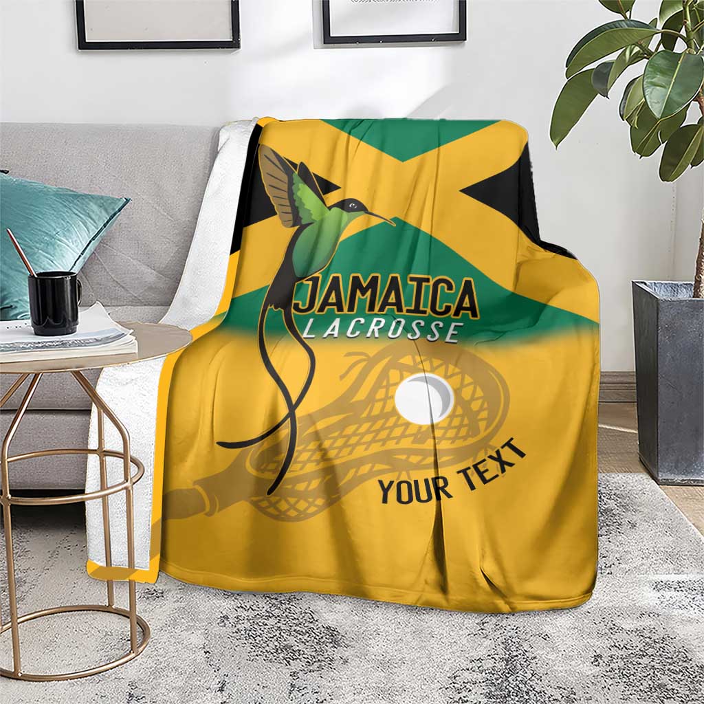 Custom Jamaica Lacrosse Blanket Streamertail Hummingbird With Flag - Wonder Print Shop