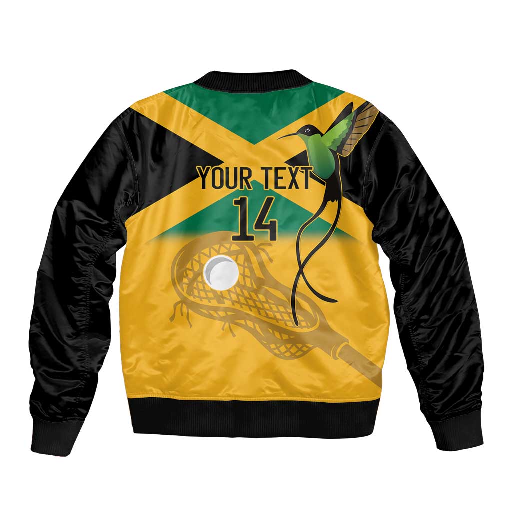 Custom Jamaica Lacrosse Bomber Jacket Streamertail Hummingbird With Flag - Wonder Print Shop