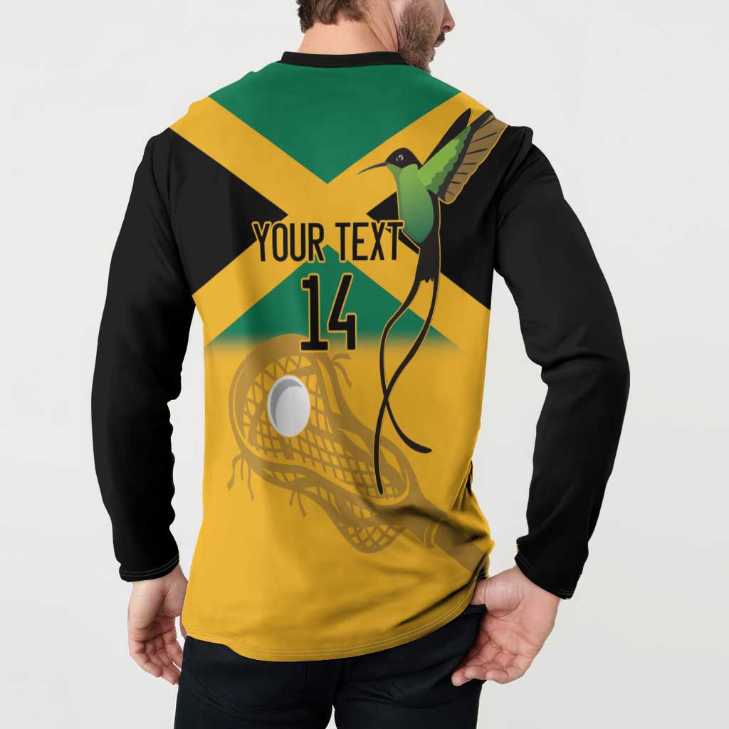 Custom Jamaica Lacrosse Button Sweatshirt Streamertail Hummingbird With Flag - Wonder Print Shop