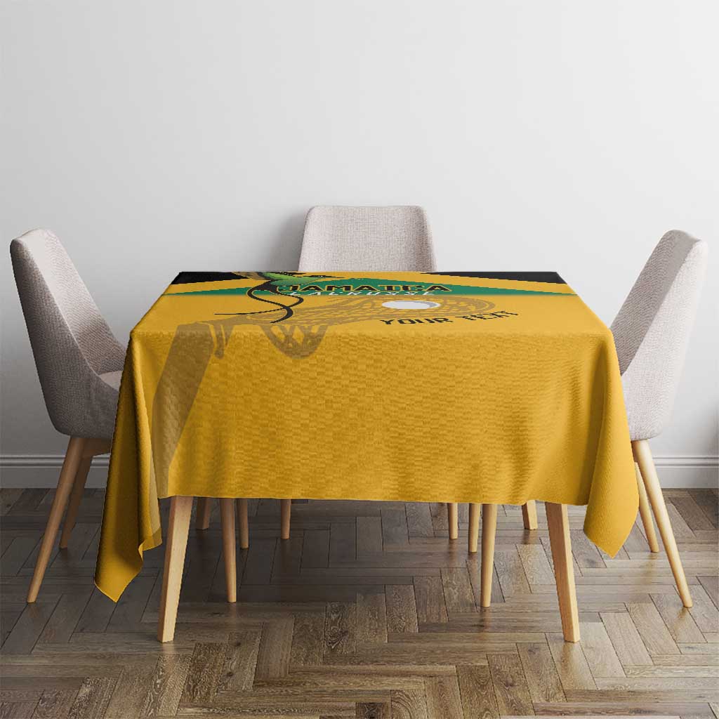 Custom Jamaica Lacrosse Tablecloth Streamertail Hummingbird With Flag - Wonder Print Shop