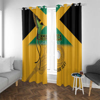 Custom Jamaica Lacrosse Window Curtain Streamertail Hummingbird With Flag - Wonder Print Shop