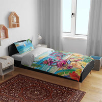 Flamingo Aloha Hawaii Bedding Set It's 5 O’Clock Somewhere Tropical Vibes - Wonder Print Shop