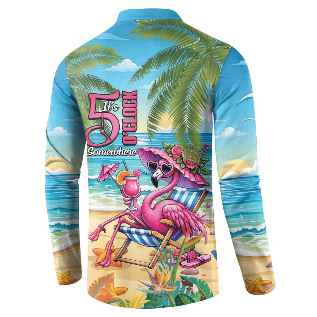 Flamingo Aloha Hawaii Button Sweatshirt It's 5 O’Clock Somewhere Tropical Vibes - Wonder Print Shop