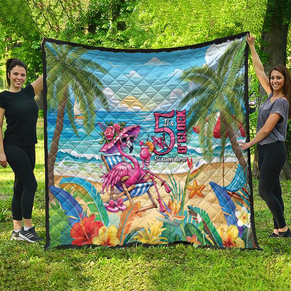 Flamingo Aloha Hawaii Quilt It's 5 O’Clock Somewhere Tropical Vibes - Wonder Print Shop