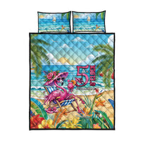 Flamingo Aloha Hawaii Quilt Bed Set It's 5 O’Clock Somewhere Tropical Vibes - Wonder Print Shop