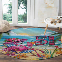 Flamingo Aloha Hawaii Round Carpet It's 5 O’Clock Somewhere Tropical Vibes - Wonder Print Shop