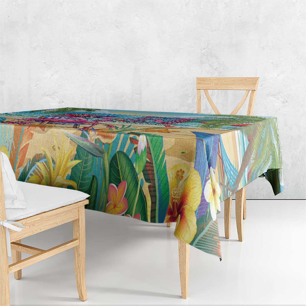 Flamingo Aloha Hawaii Tablecloth It's 5 O’Clock Somewhere Tropical Vibes - Wonder Print Shop