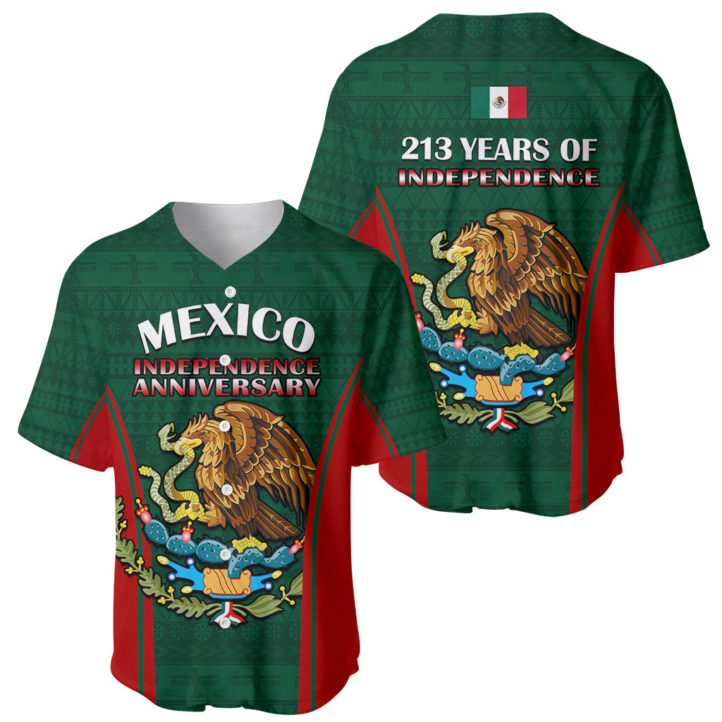 Green baseball jersey pair with eagle crests, V-neck, and independence anniversary design