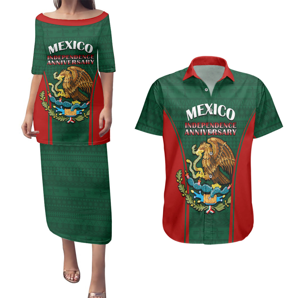 Mexico Independence Day Couples Matching Puletasi Dress and Hawaiian Shirt Happy 213th Anniversary Mexican Proud - Wonder Print Shop