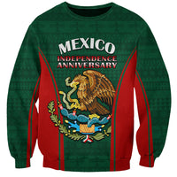 Unisex green sweatshirt with Mexico Independence Anniversary text and eagle crest graphic