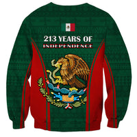 Unisex green sweatshirt with flag patch and 213 Years of Independence text, eagle crest
