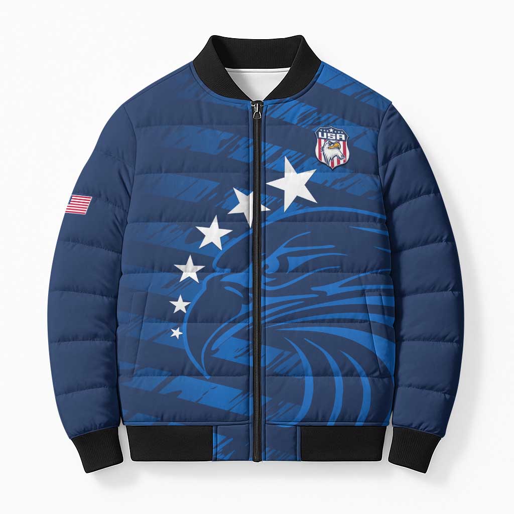 United States Rugby Custom Bomber Puffer Jacket USA Eagle Go Champions - Wonder Print Shop