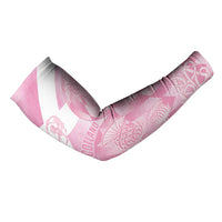 Pink and white patterned arm sleeves with elastic cuff, set of 2