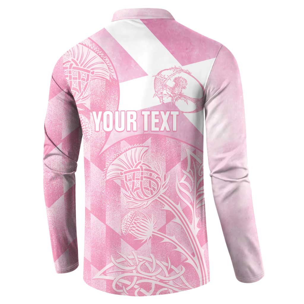 Scotland Rugby Custom Button Sweatshirt Go Scottish Thistle Pink Version - Wonder Print Shop