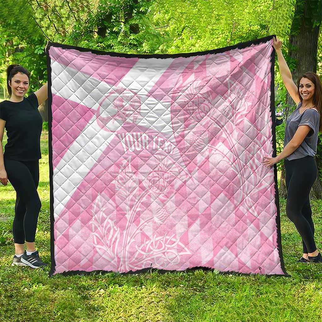 Scotland Rugby Custom Quilt Go Scottish Thistle Pink Version - Wonder Print Shop