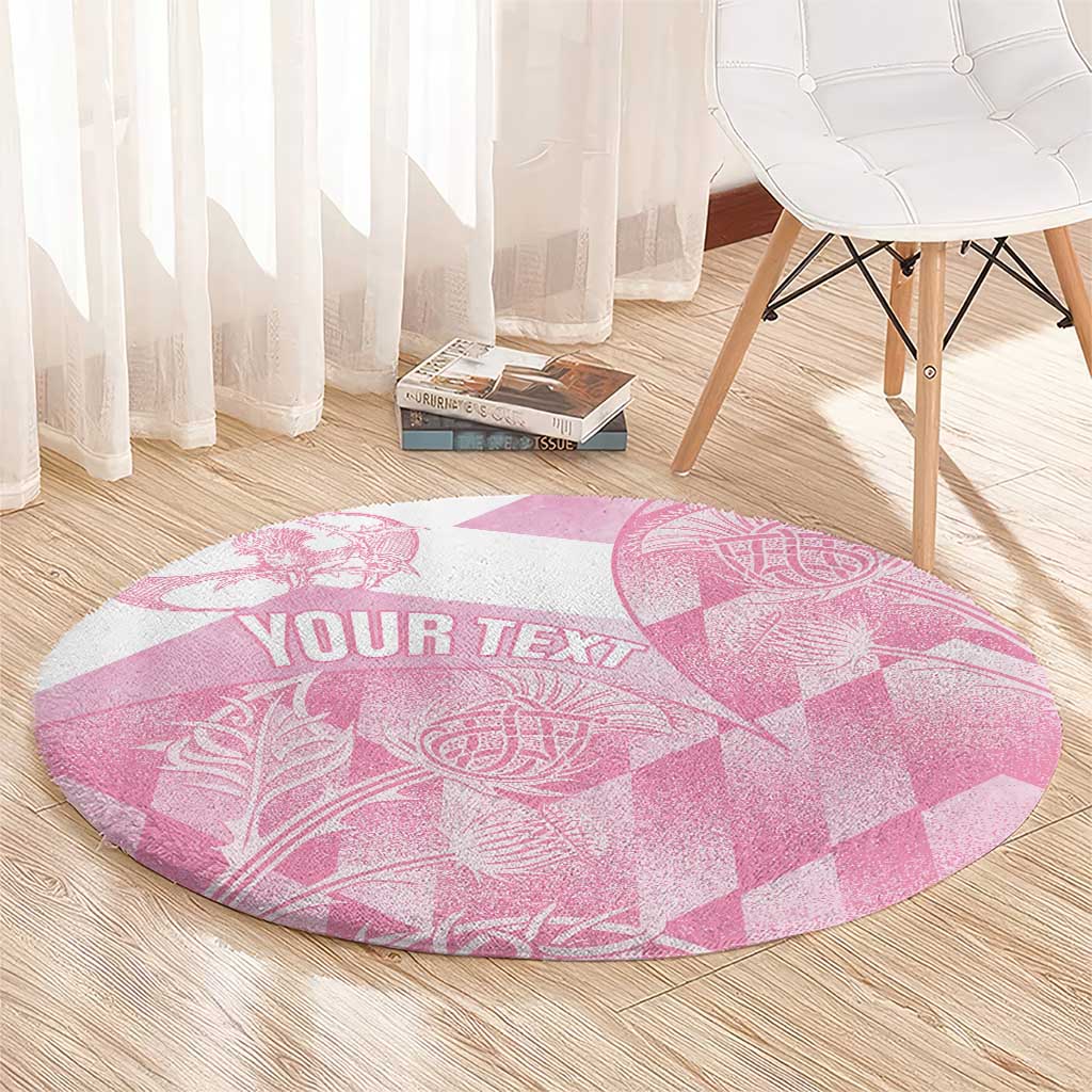 Scotland Rugby Custom Round Carpet Go Scottish Thistle Pink Version - Wonder Print Shop