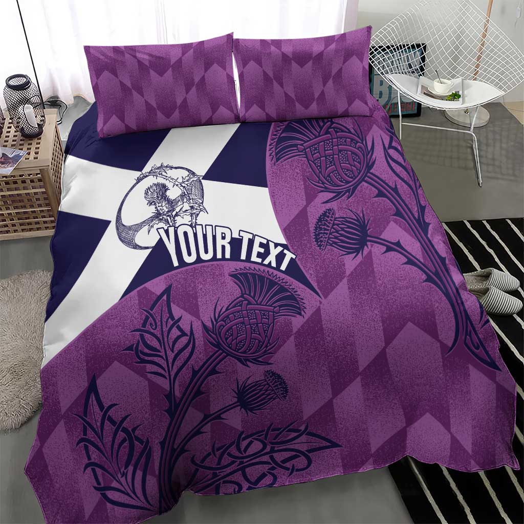 Scotland Rugby Custom Bedding Set Go Scottish Thistle Purple Version - Wonder Print Shop