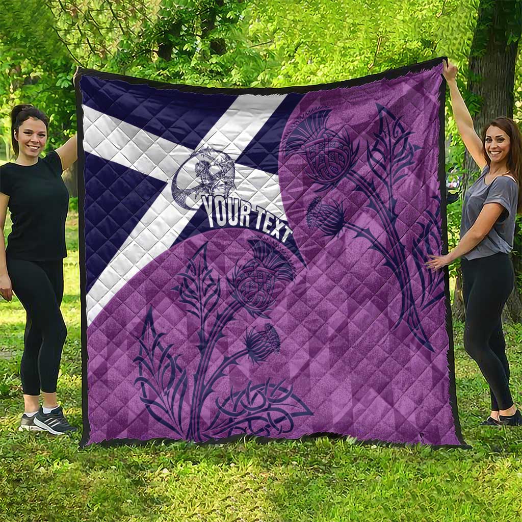 Scotland Rugby Custom Quilt Go Scottish Thistle Purple Version - Wonder Print Shop