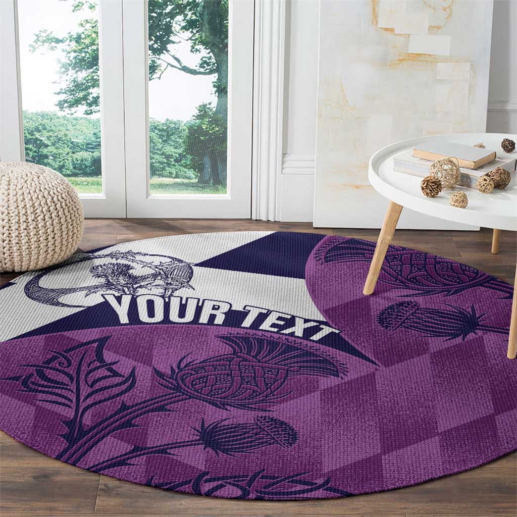 Scotland Rugby Custom Round Carpet Go Scottish Thistle Purple Version - Wonder Print Shop