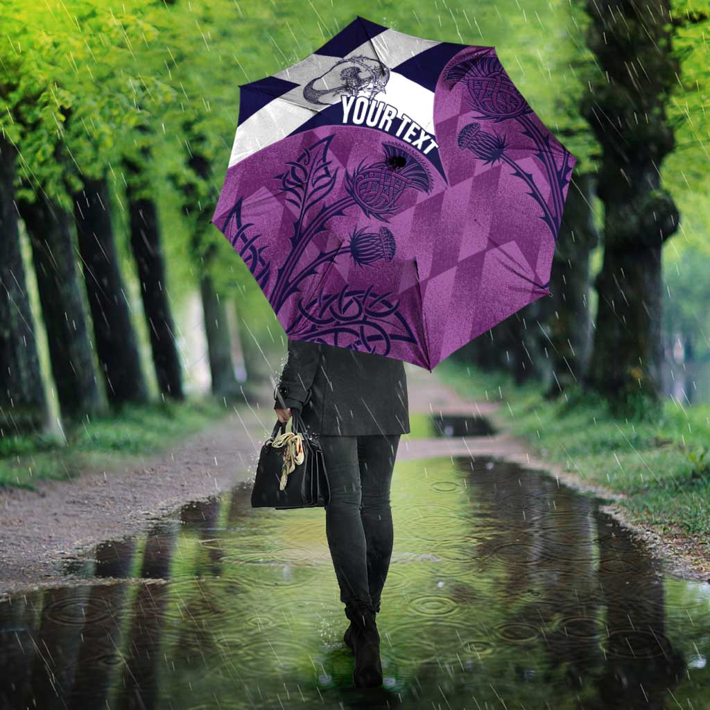 Scotland Rugby Custom Umbrella Go Scottish Thistle Purple Version - Wonder Print Shop