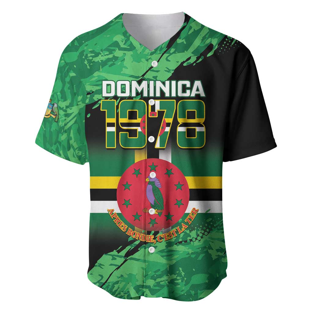 Persionalized Dominica 1978 Baseball Jersey Dominik Independence Anniversary Grunge Style - Wonder Print Shop