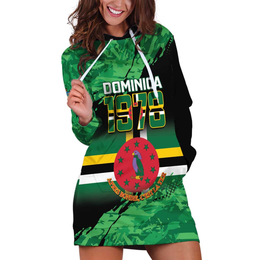 Persionalized Dominica 1978 Hoodie Dress Dominik Independence Anniversary Grunge Style - Wonder Print Shop