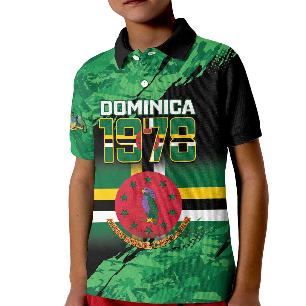 Persionalized Dominica 1978 Kid Polo Shirt Dominik Independence Anniversary Grunge Style - Wonder Print Shop